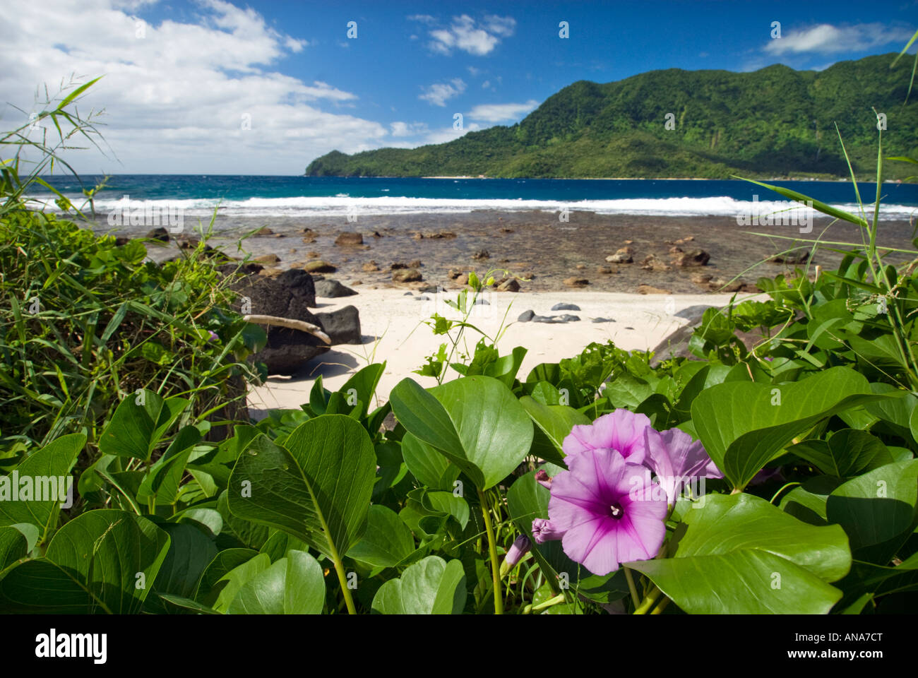 SAMOA UPOLU NE nord-est a nord-est a nord est vicino Uafato e Fajaila costa Bay shore sulla costa offshore molto frastagliato ragg Foto Stock