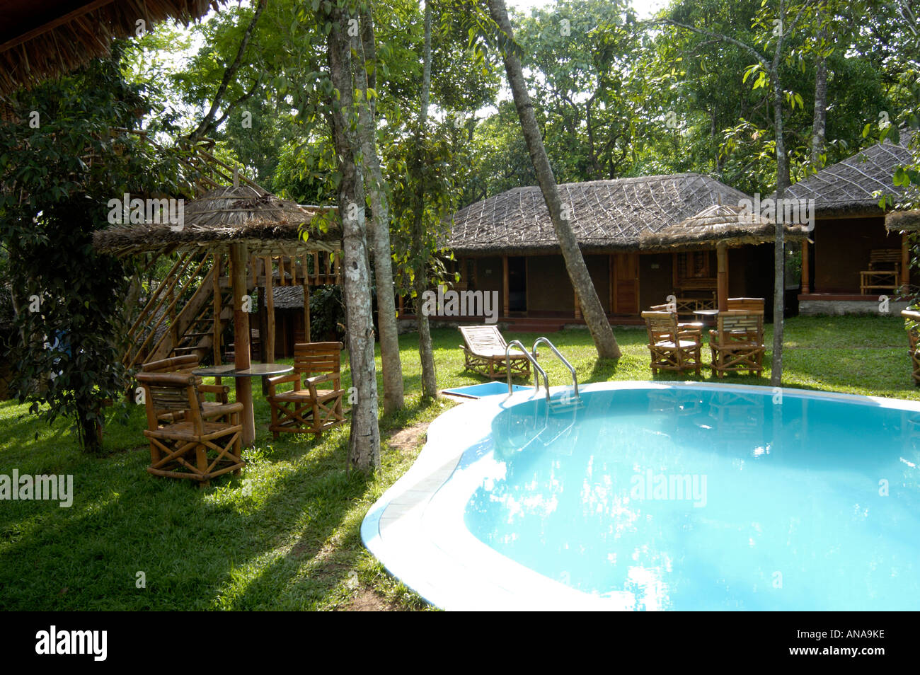 JUNGLE VILLAGE RESORT, THEKKADY, IDUKKI DIST Foto Stock