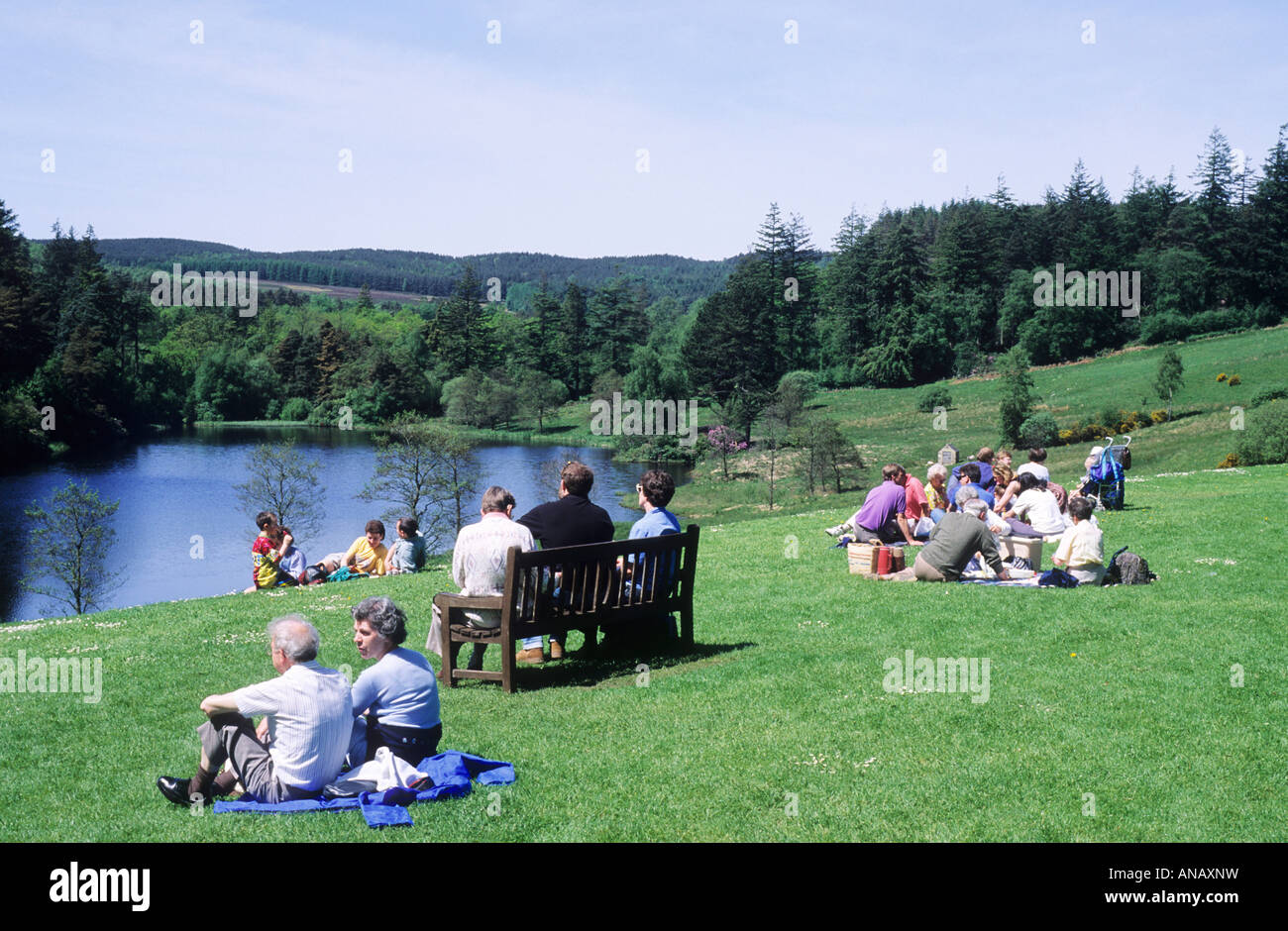 Picnic in famiglia Cragside Country Park Foto Stock