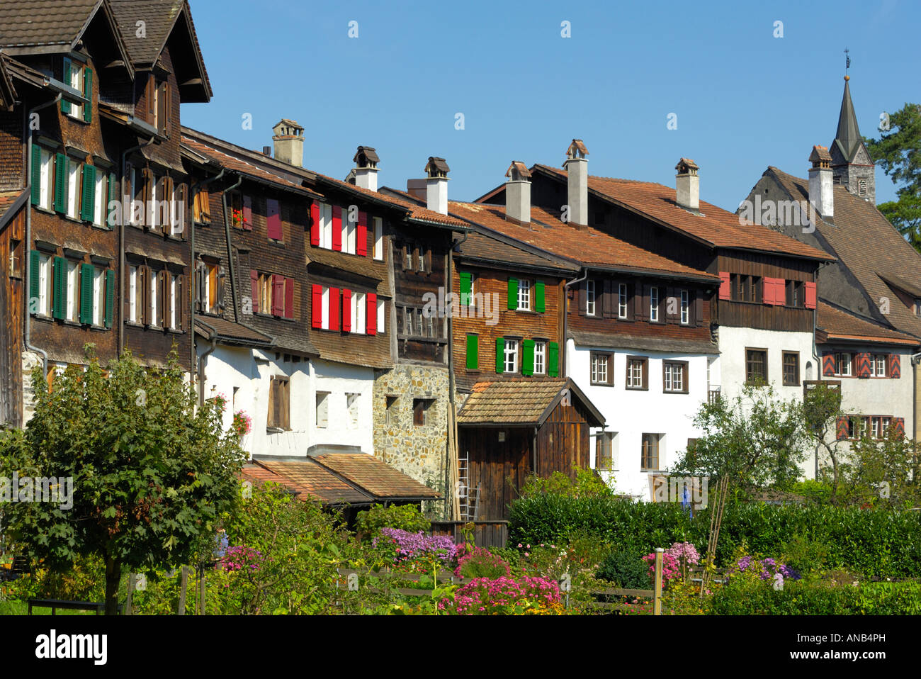 Lo storico villaggio svizzero di Werdenberg, Rheintal CH Foto Stock
