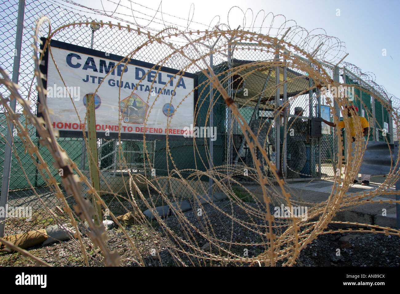 Ingresso al campo di detenzione Delta su di noi la stazione navale di Guantanamo Bay a Cuba Foto Stock