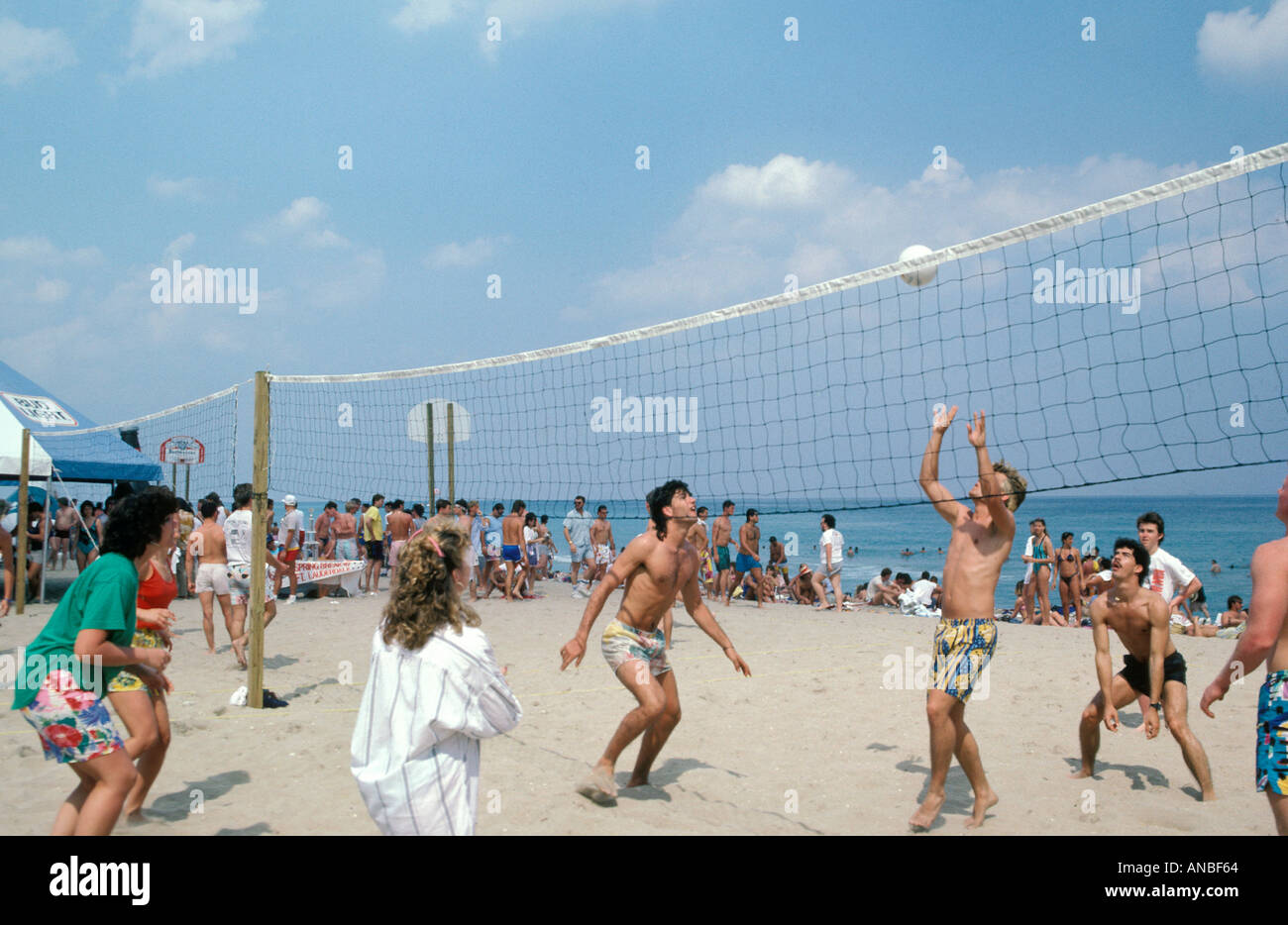 Beach volley on spring break a Panama City Florida Foto Stock
