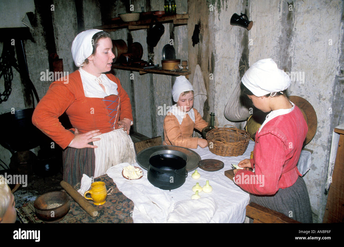 Plymouth Plantation MA e presto colonia coloniale di stile di vita Foto Stock