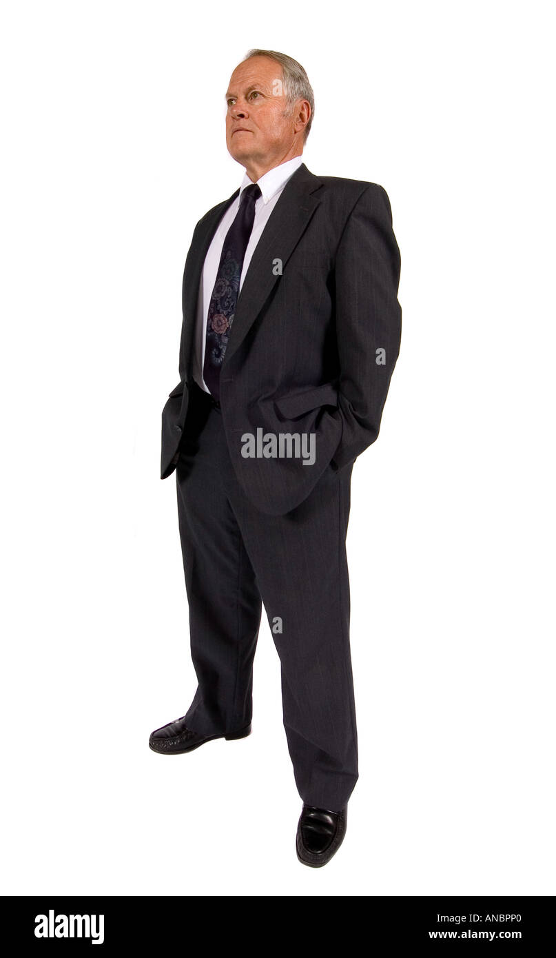 Ampio angolo di ripresa dal basso di un esecutivo guardando al di fuori della fotocamera Foto Stock