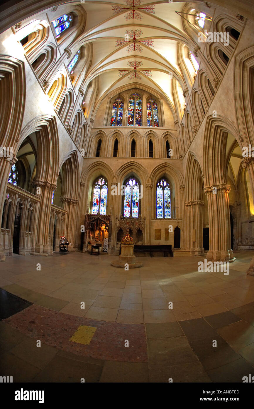 Interno della Cattedrale di Wells, Somerset, Inghilterra, Regno Unito Foto Stock