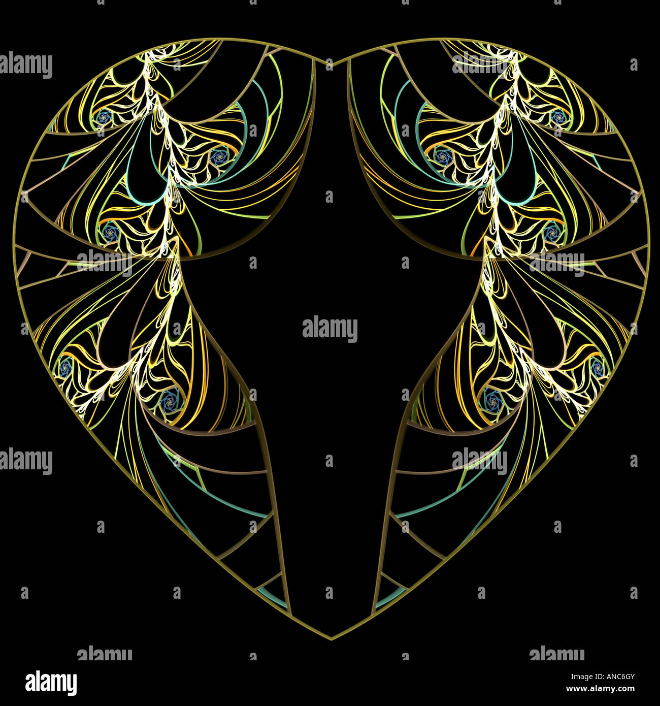 Abstract fractal di cuore in un design in filigrana Foto Stock