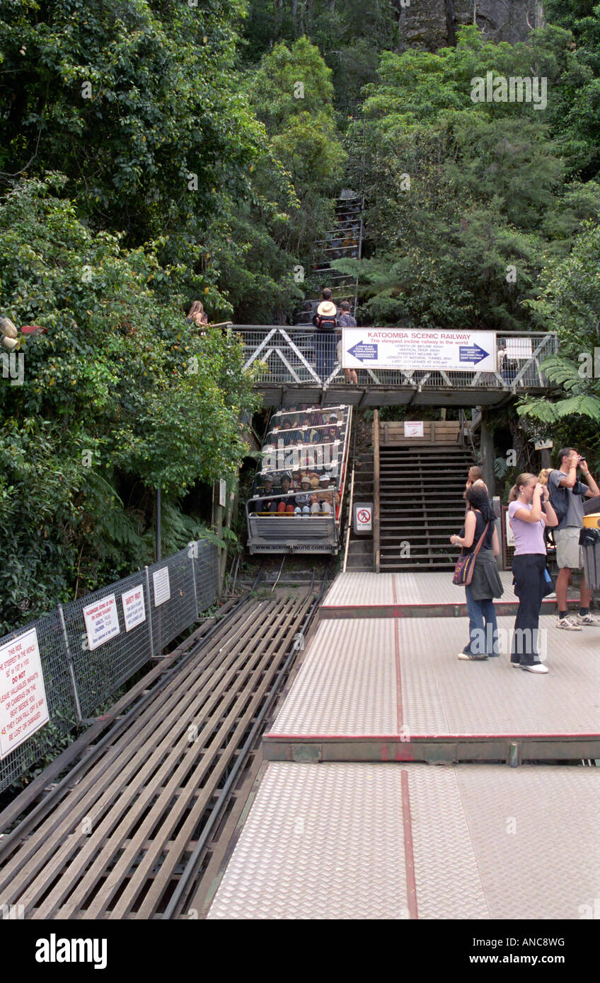 Katoomba Scenic Railway, il Parco Nazionale Blue Mountains, Nuovo Galles del Sud, Australia Foto Stock