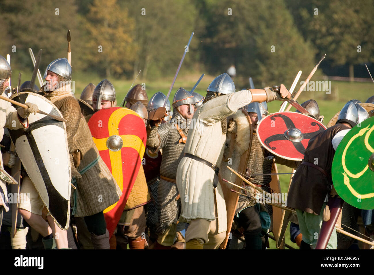 Scontri di fanteria nella battaglia di Hastings ri emanazione 2007 Foto Stock