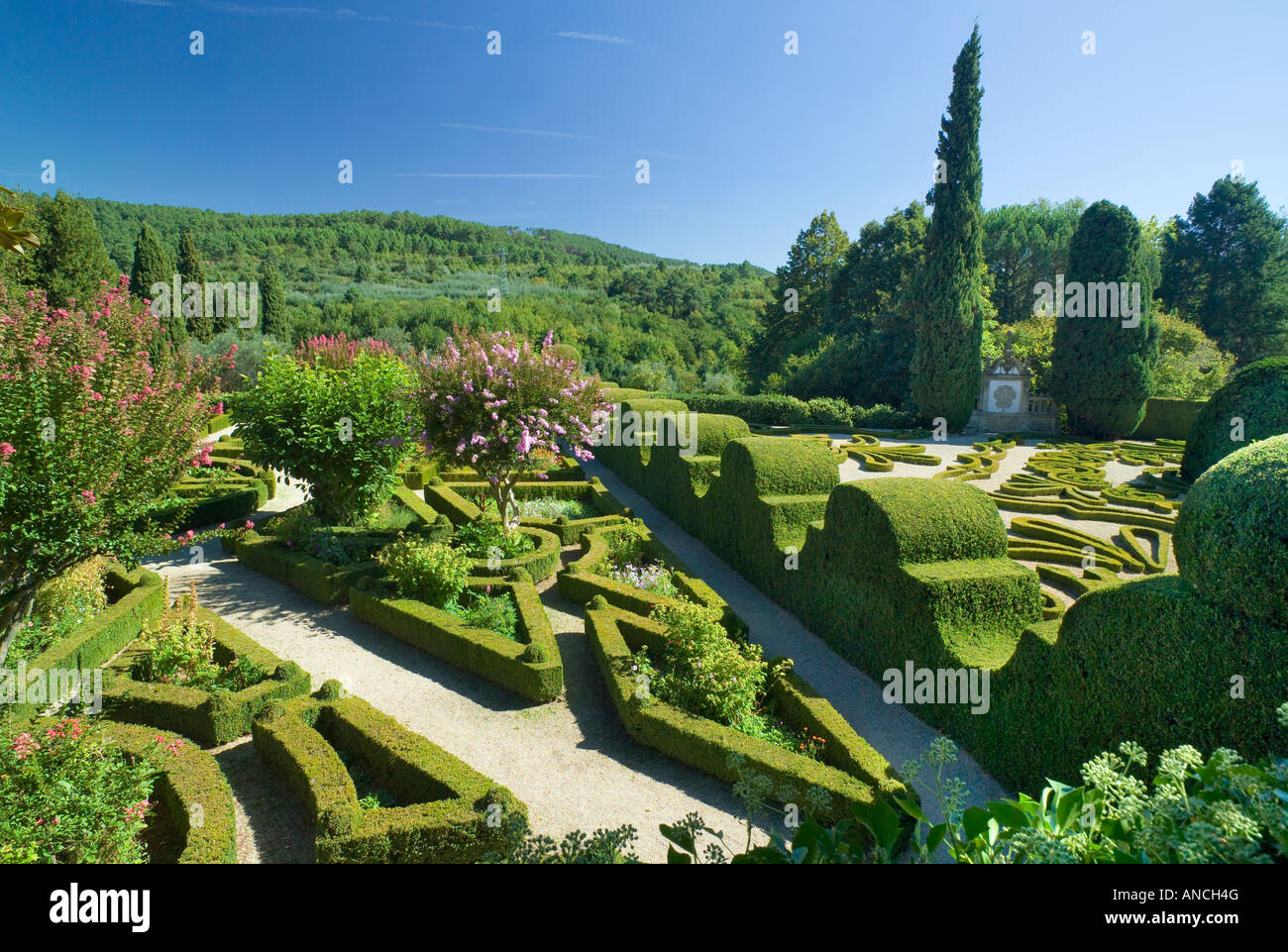 Il Portogallo, la Tras os Montes , distretto di Vila Real, Palazzo Mateus, Solar de Mateus giardini formali Foto Stock