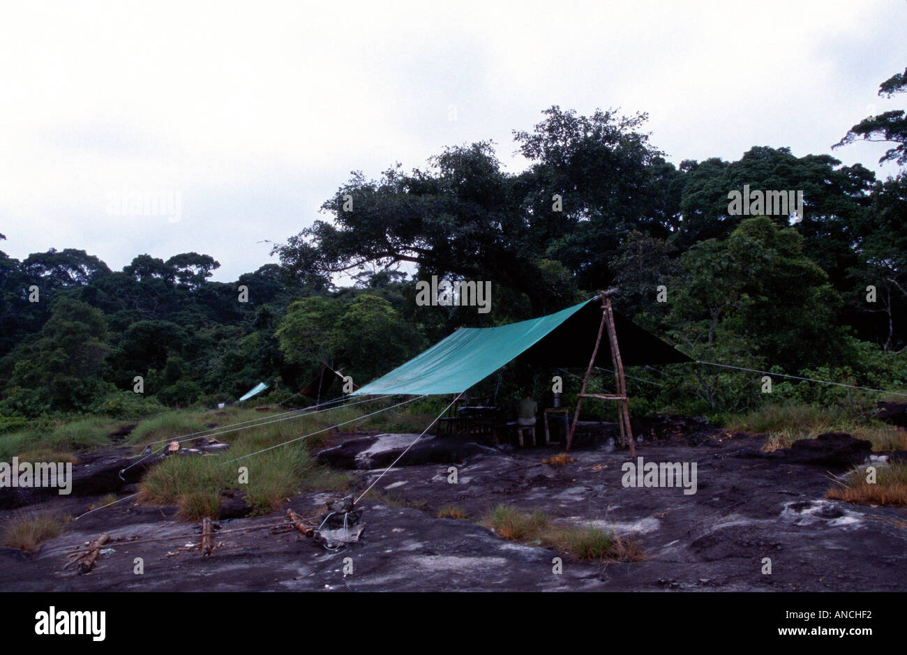 Langoue base camp Foto Stock