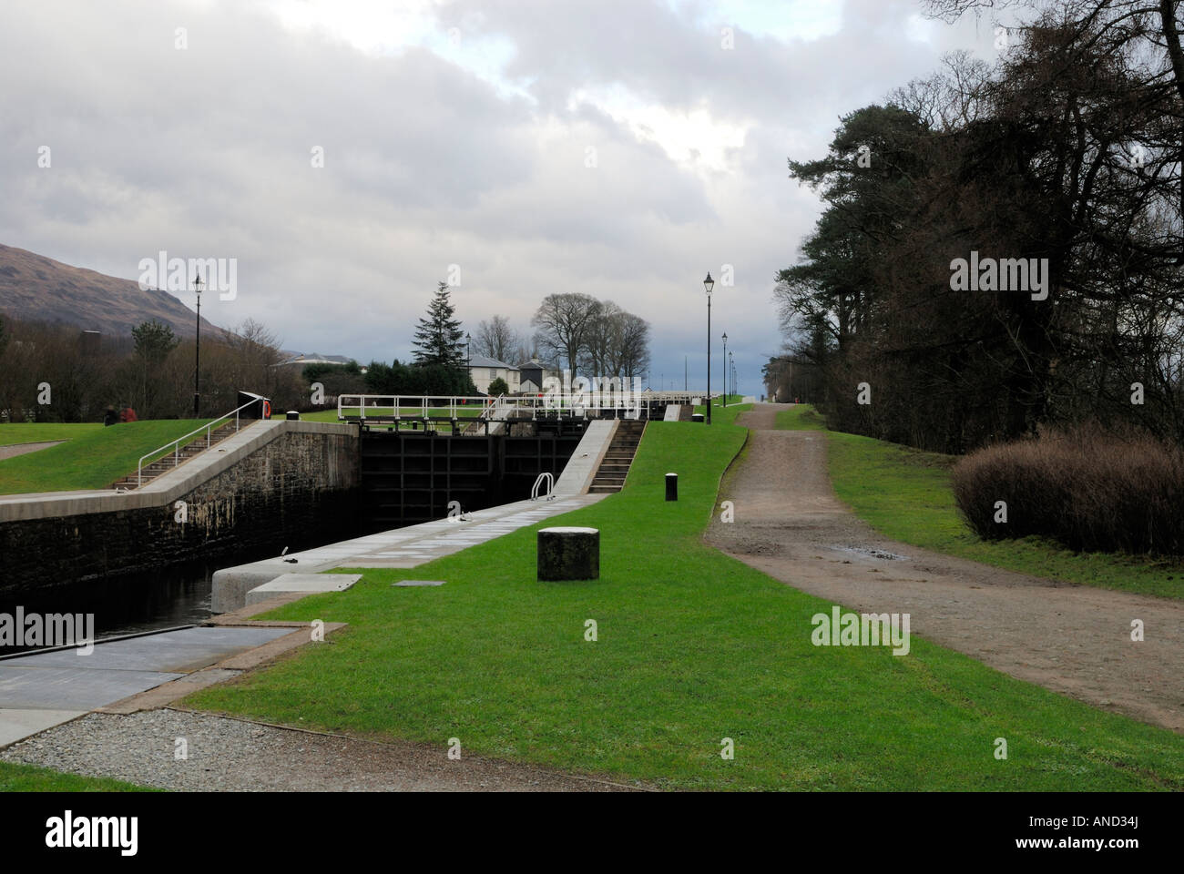 Neptunes scalinata a nord di Fort William è una notevole serie di nove blocchi in Caledonian Canal. Foto Stock