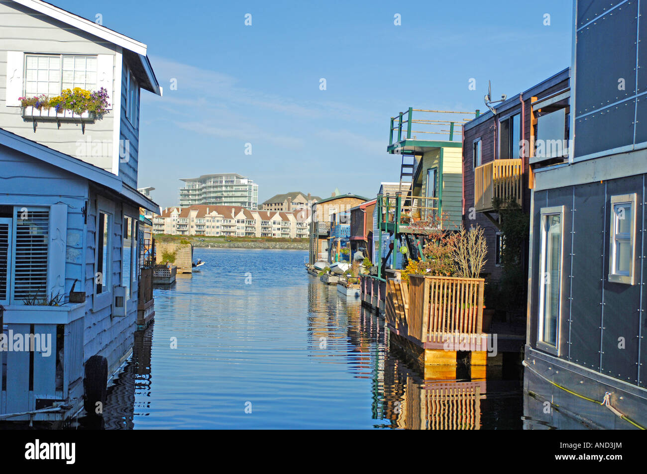 Houseboats porto Victoria BC Canada ciechi 0588 Foto Stock