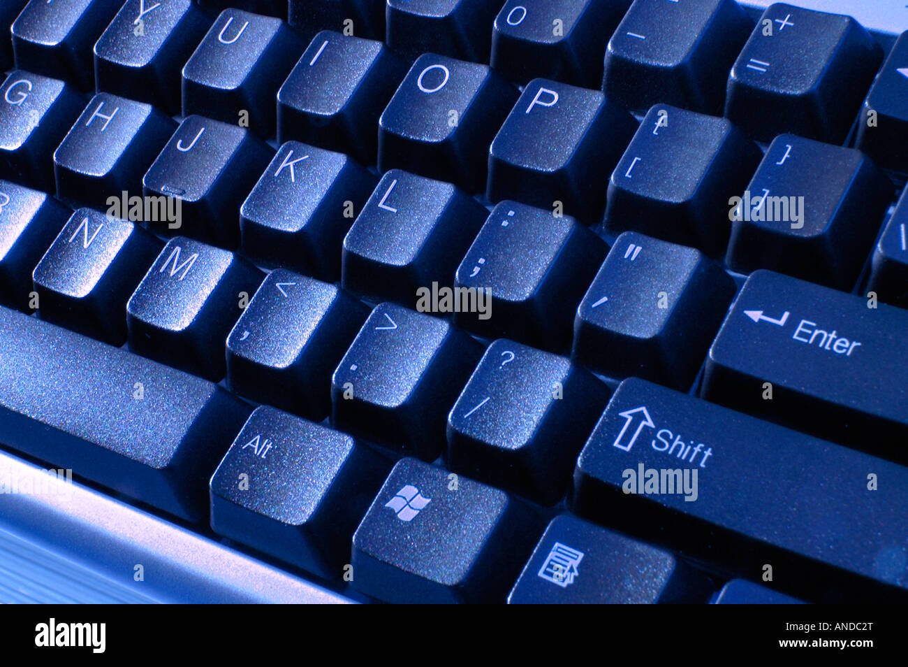 Blu Tastiera per computer con caratteri alfanumerici tasti qwerty Foto Stock