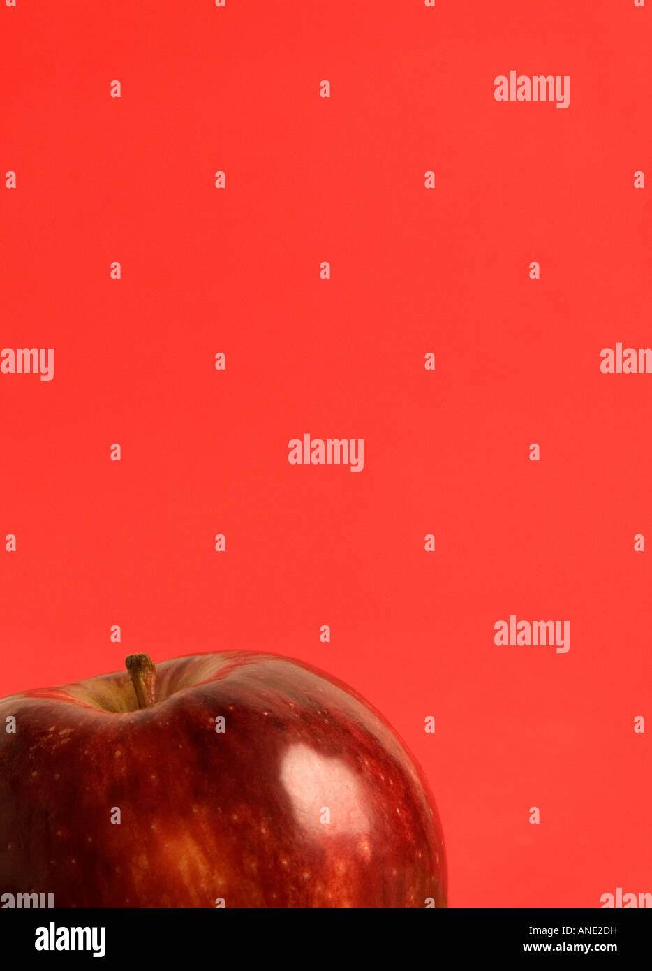 Chiudere l immagine di una mela rossa su sfondo rosso Foto Stock