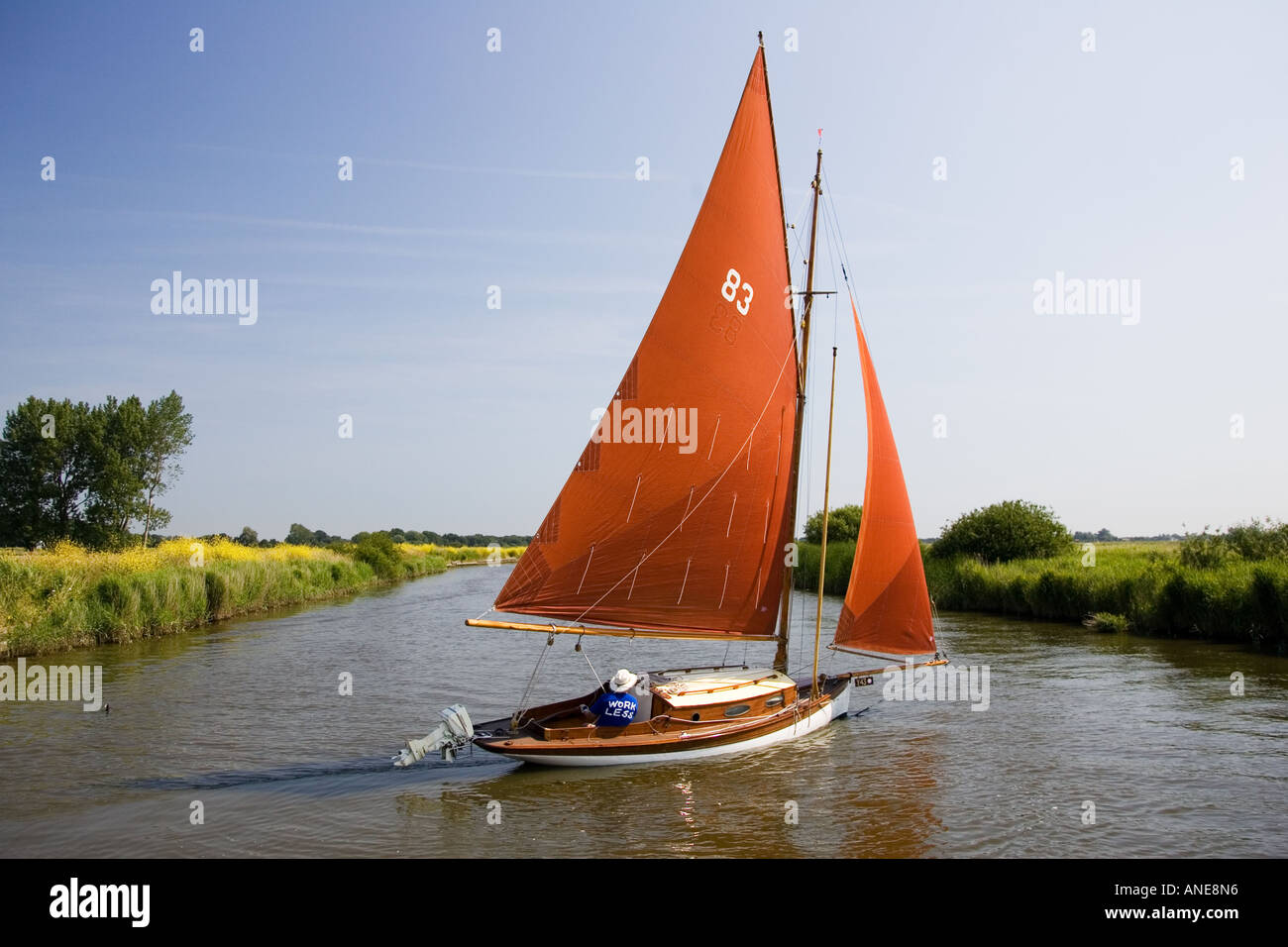 Barca a vela sul Broadlands Norfolk Regno Unito Foto Stock