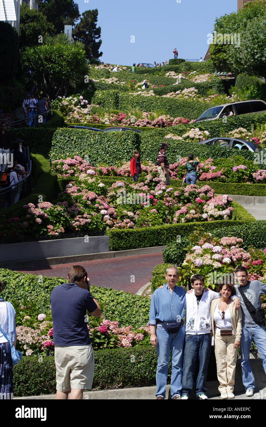 Lombard Street, Windy Road, San Francisco, California Foto Stock