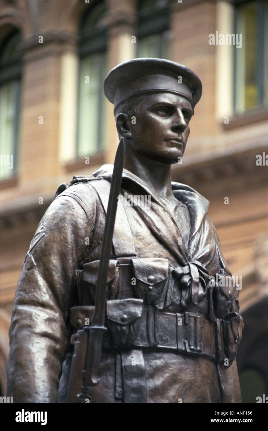 Una statua commemorativa in Sydney Australia commemora l'Anzac soldati che hanno combattuto nella guerra mondiale 1 Foto Stock