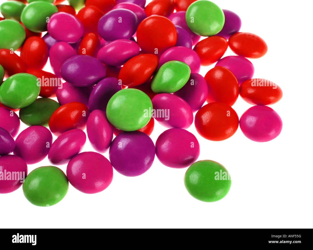 Color caramella pillola isolati su sfondo bianco Foto Stock
