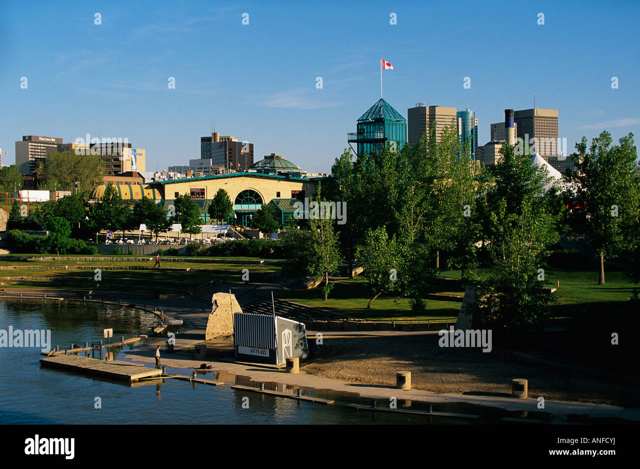 Le forche Sito Storico Nazionale e il red river, Winnipeg, Manitoba, Canada. Foto Stock