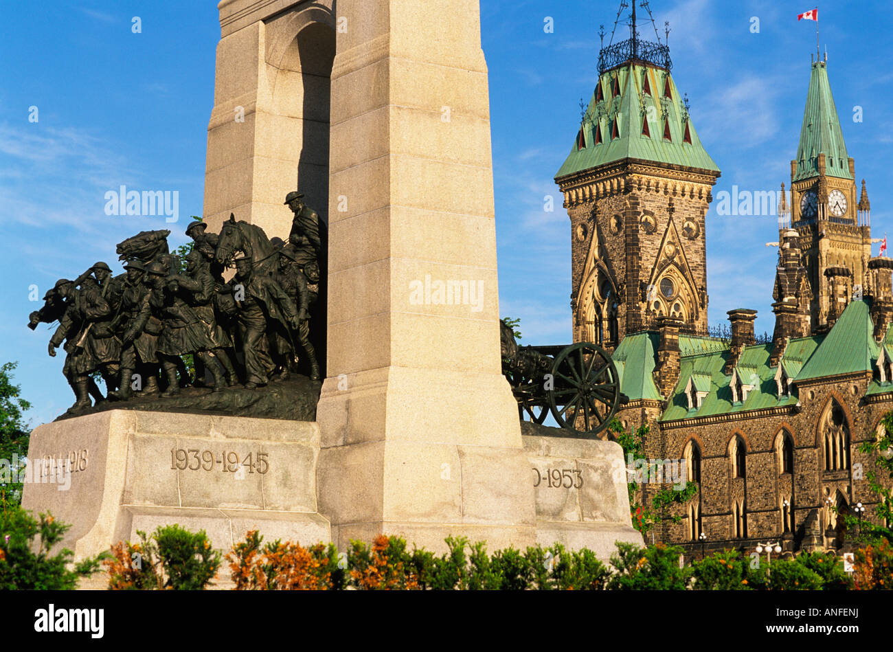 National War Memorial per motivi di Parliament Hill, Ottawa, Ontario, Canada Foto Stock