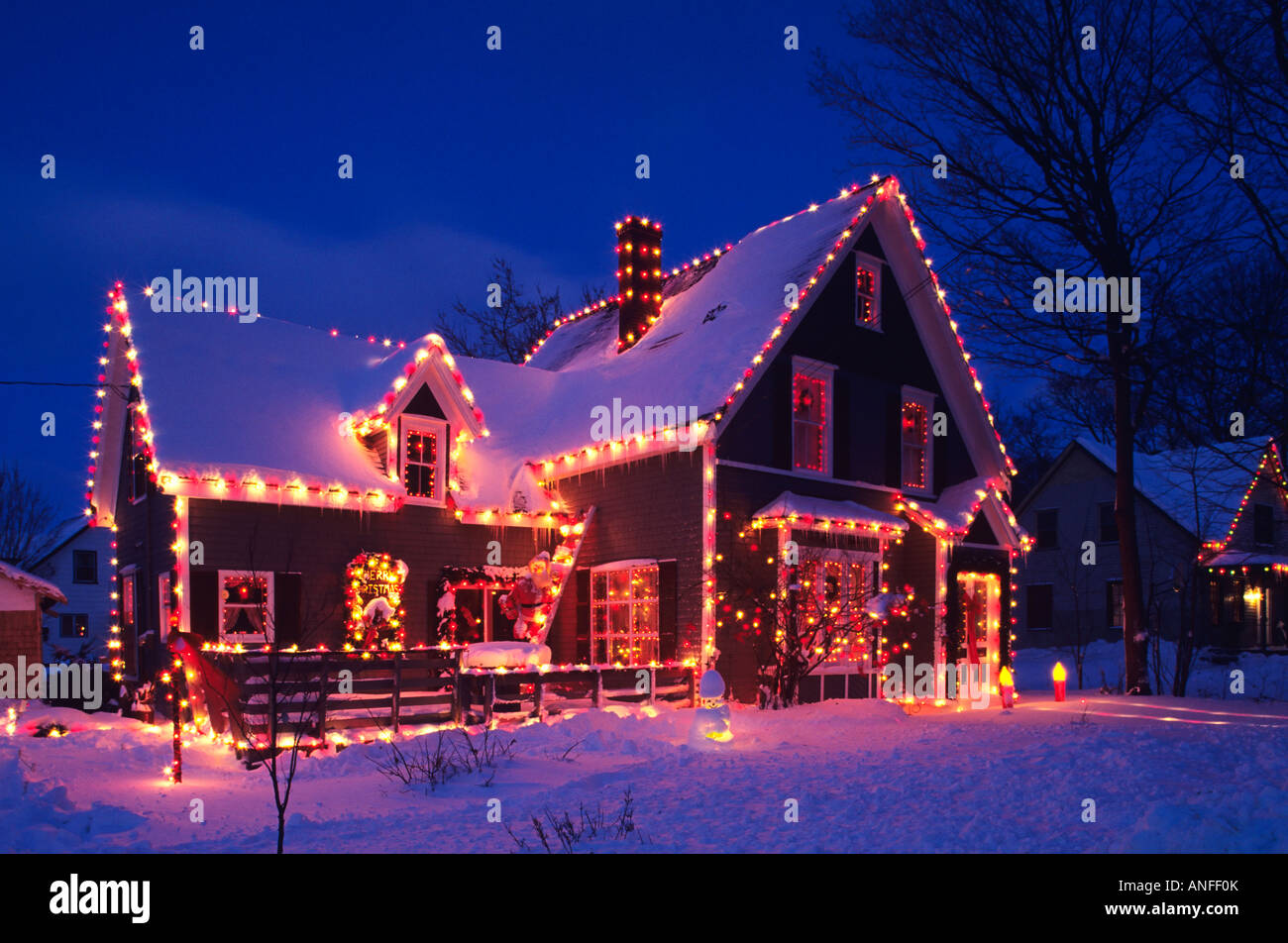 Home decorato per il Natale, Crapeau, Prince Edward Island, Canada Foto Stock