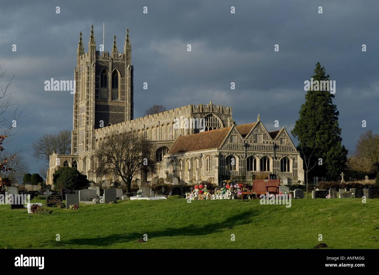 LONG MELFORD CHIESA SANTA TRINITÀ CHIESA DI LANA 15thCENT Foto Stock