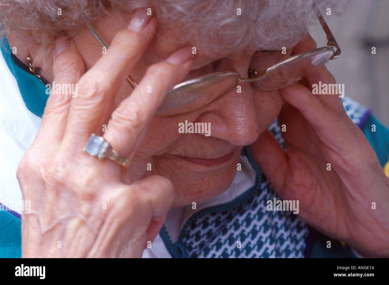 Premuto Senior Donna Foto Stock