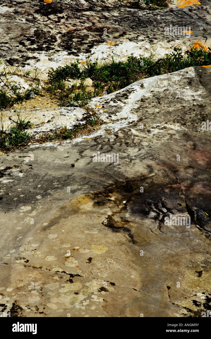 Incisioni rupestri in Saskatchewan, Canada Foto Stock