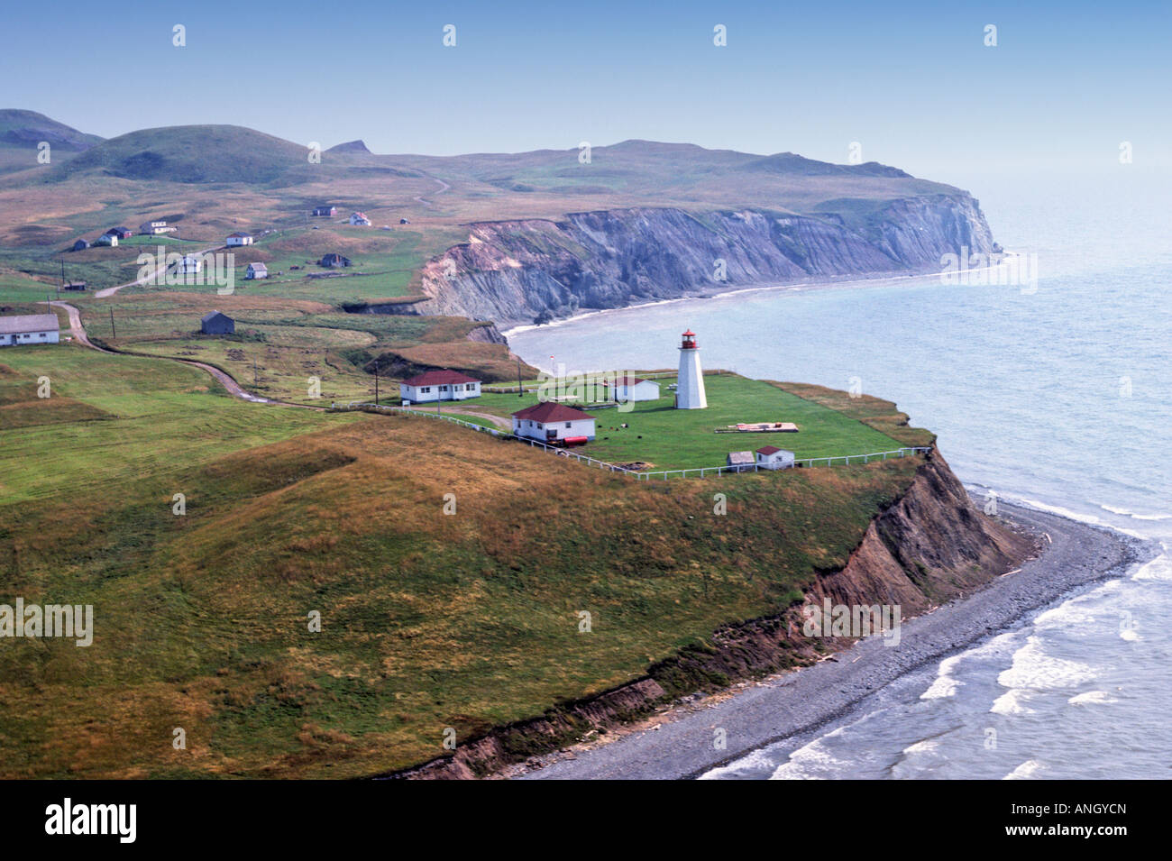 Antenna di entrata Island Lighthouse, Iles de La Madeleine, le isole della Maddalena, Prince Edward Island, Canada. Foto Stock