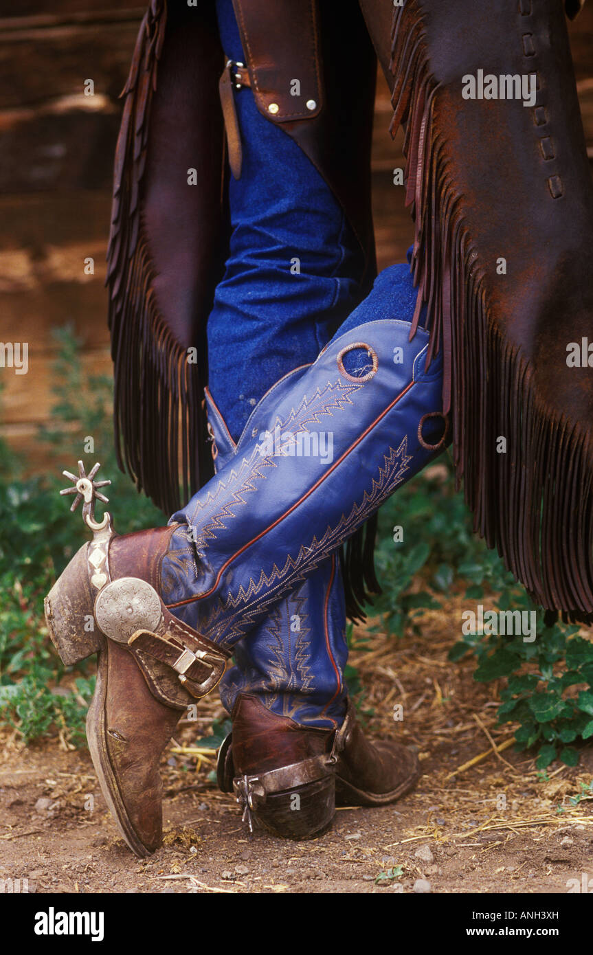 Stivali da cowboy con speroni, British Columbia, Canada Foto stock - Alamy