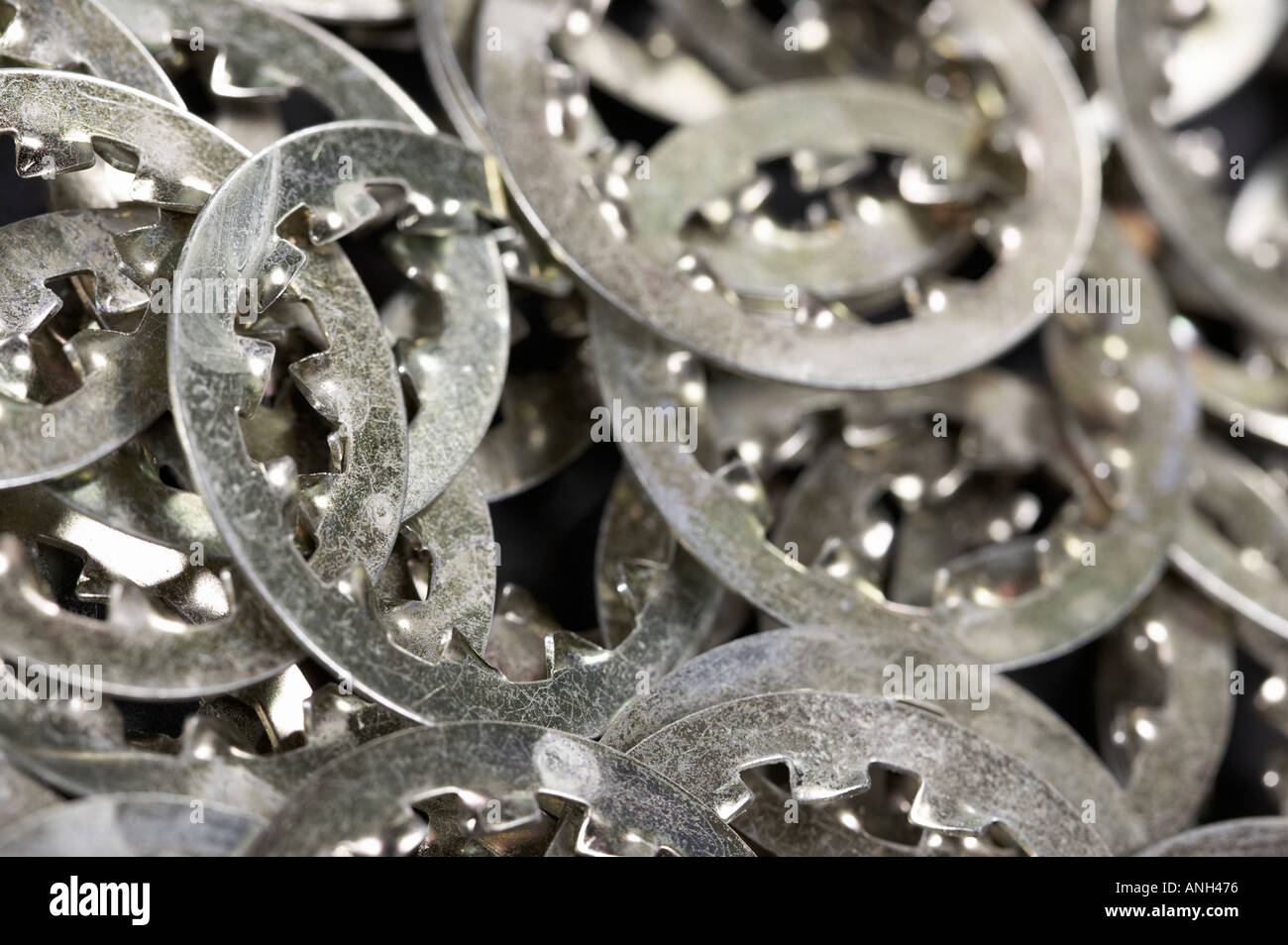 Rondelle in metallo closeup Foto Stock