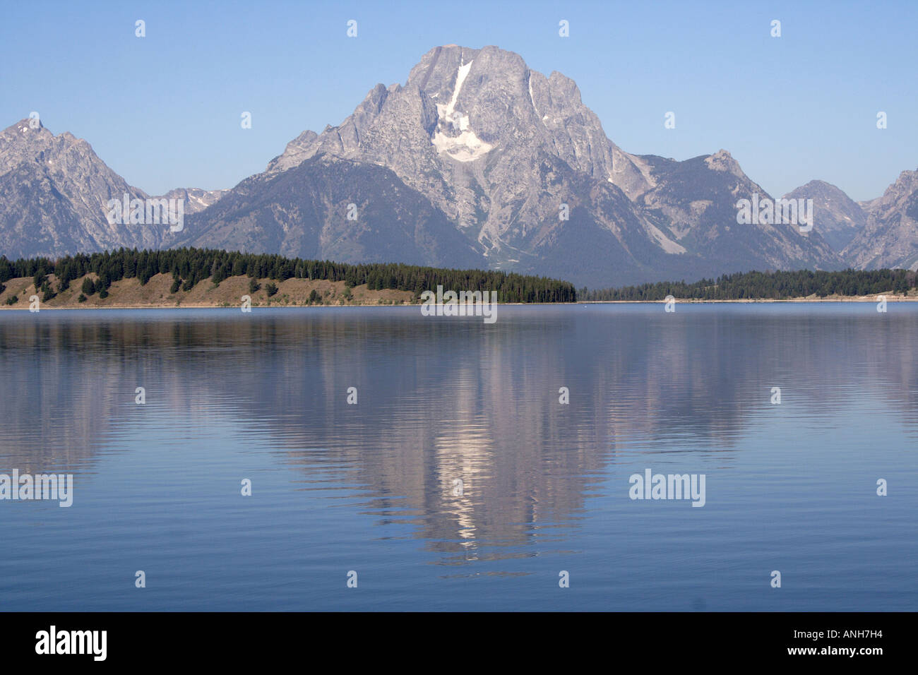 Il lago Jackson e Grand Teton Mountains, Grand Tetons National Park Foto Stock