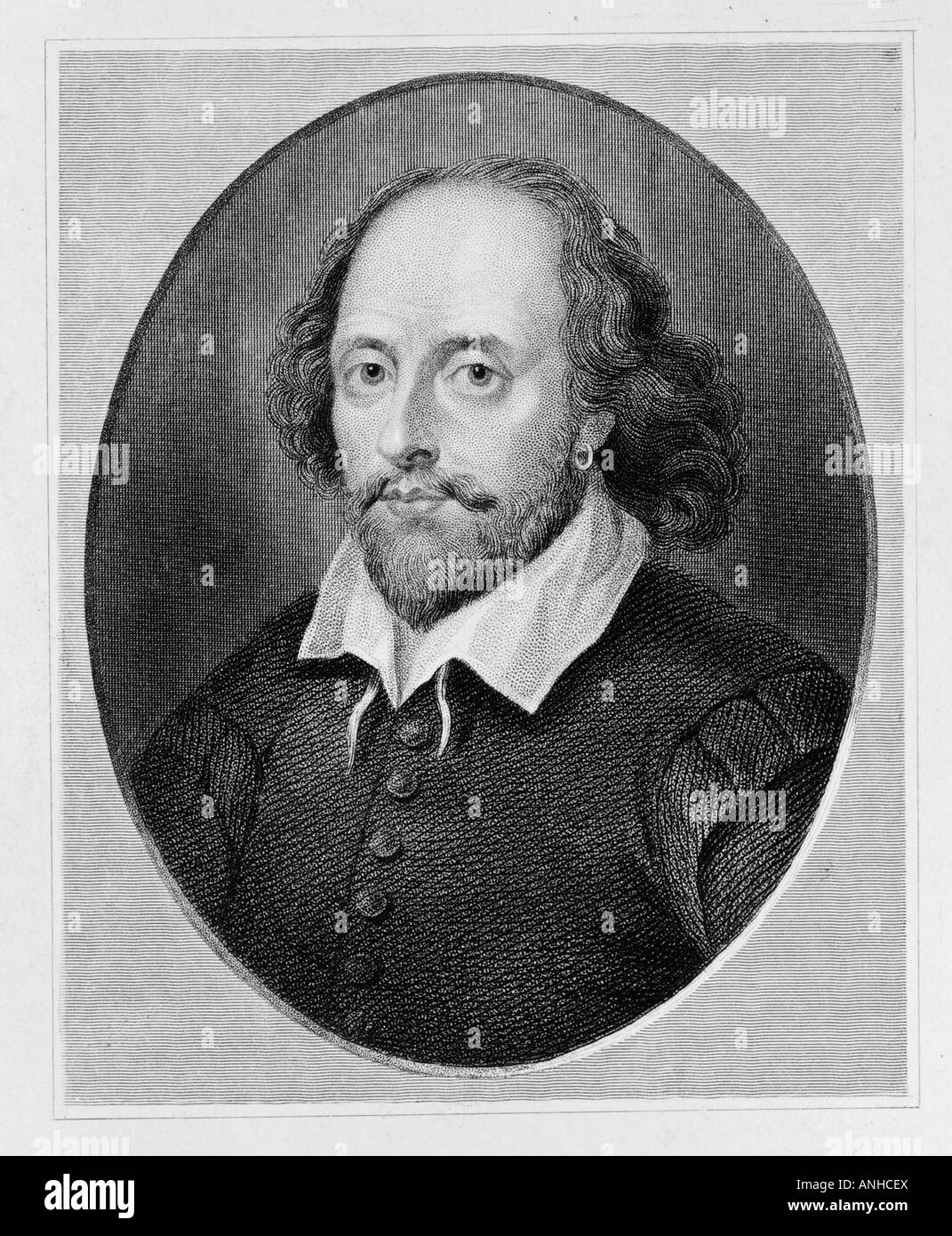 William Shakespeare, 1564 - 1616. Poeta, attore e drammaturgo inglese. Inciso da Benjamin Holl dopo un ritratto di Houbraken. Foto Stock