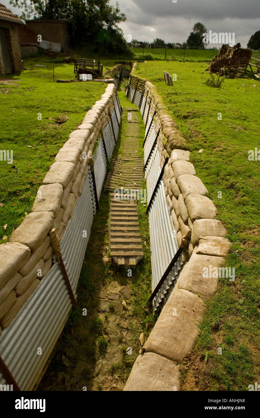 WW1 trincee alleate presso il Terranova Memorial Park a Beaumont Hamel in Francia Foto Stock