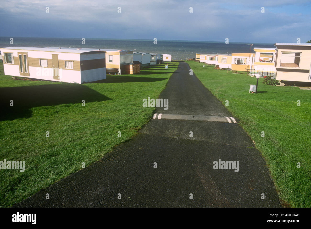 Dyfed vicino a Aberystwyth Aberystwyth Morfa Bychan edificio Mobile Home Foto Stock