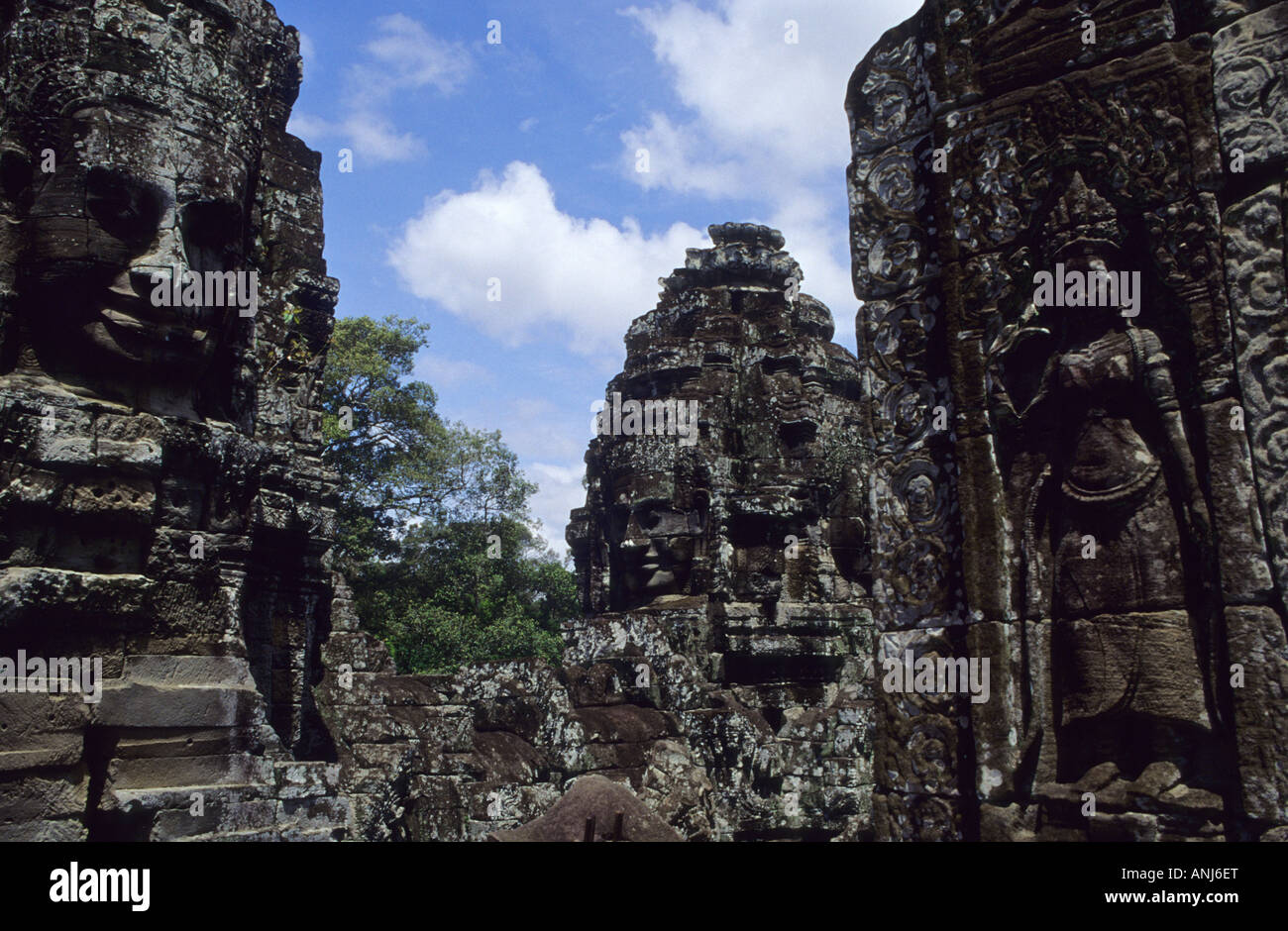 Angkor . Tempio Bayon.Siemp Reap Stato. Cambogia . Il Sud Est asiatico Foto Stock