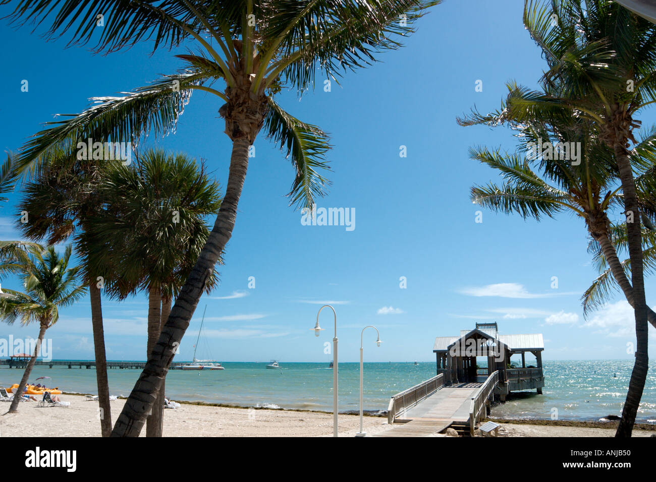 Spiaggia al di fuori di Casa Marina Resort, Key West, Florida, Stati Uniti d'America Foto Stock