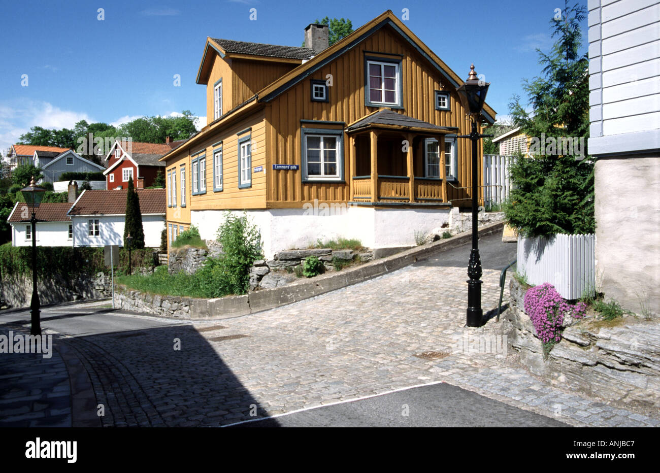 Tradizionale norvegese casa di legno in Skien Foto Stock