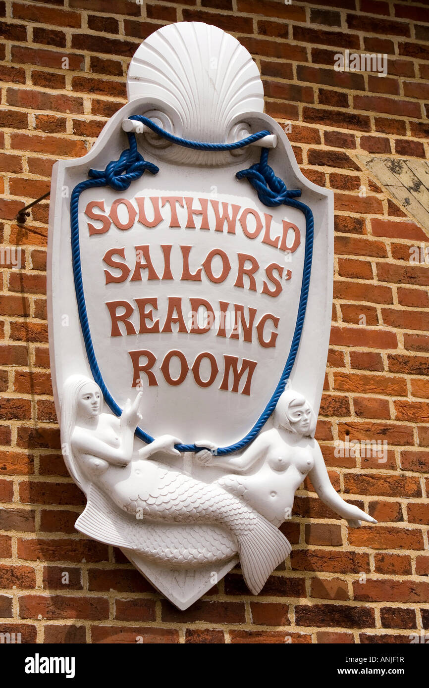 Regno Unito Suffolk Southwold marinai Sala Lettura segno Foto Stock