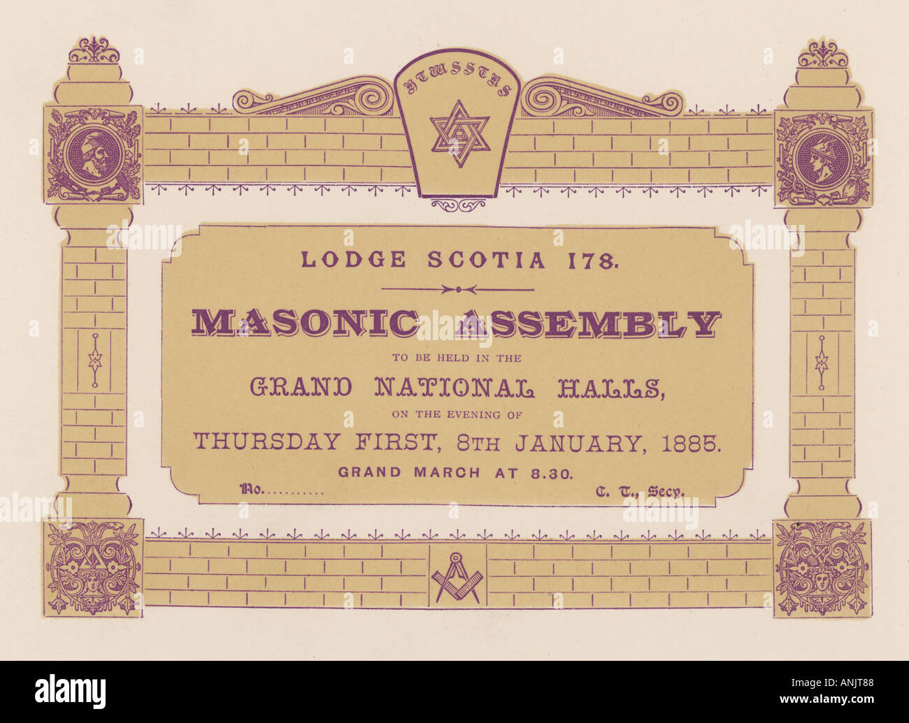 Biglietto massonico Glasgow Foto Stock