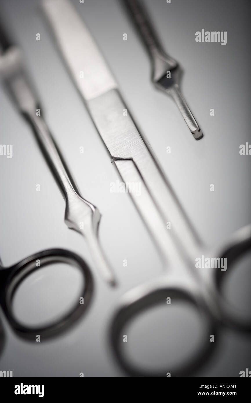 Close up degli strumenti chirurgici Foto Stock