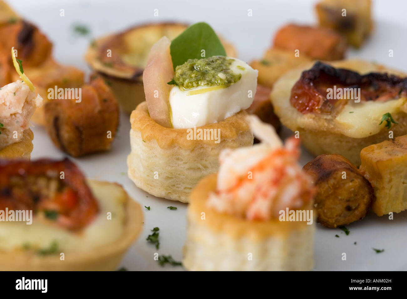 Selezione di antipasti su piastra Foto Stock