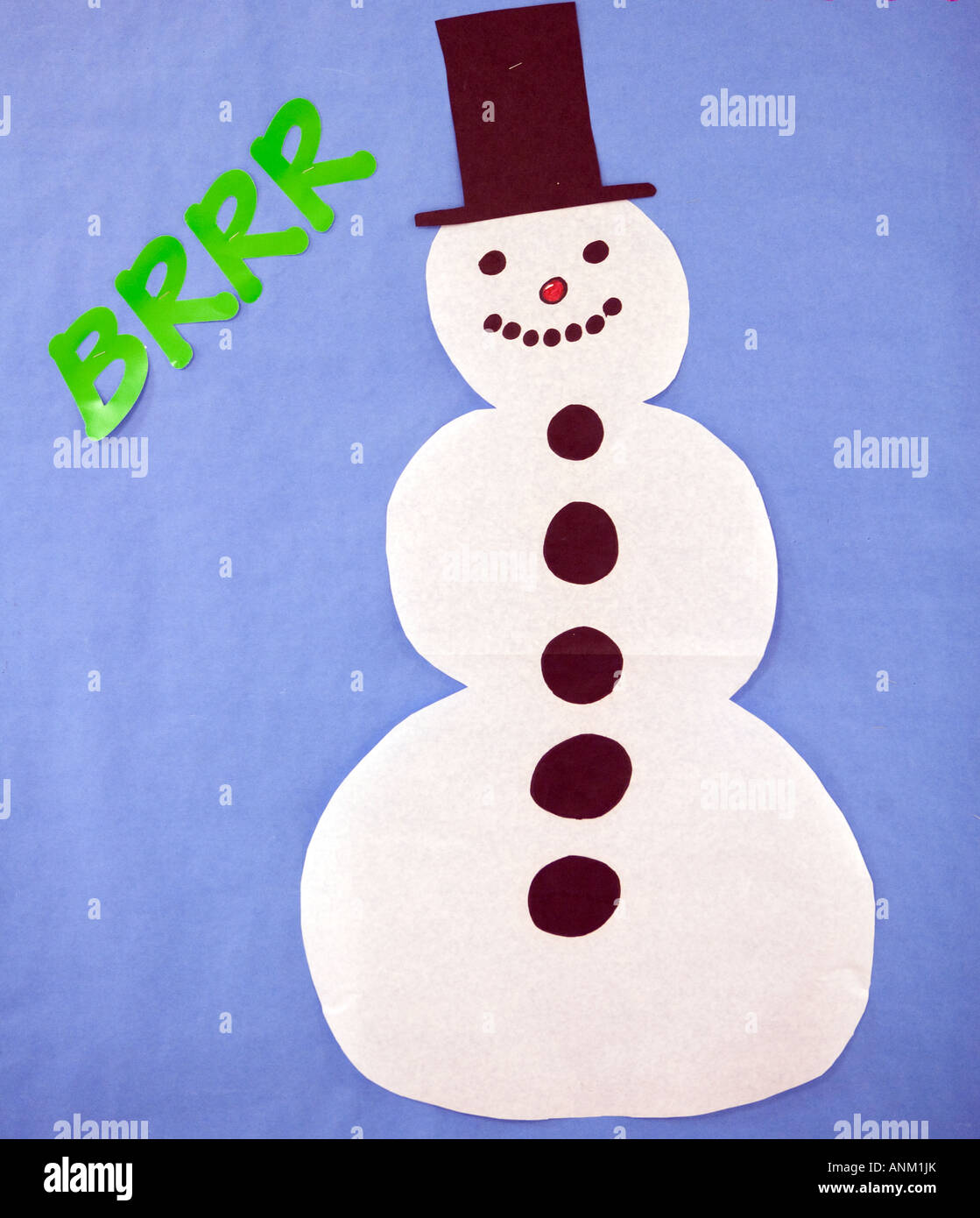 Bambino il pupazzo di neve arte fatta a scuola Foto Stock