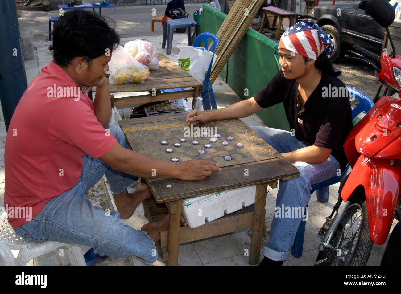 I motociclisti rilassante Bangkok in Thailandia Foto Stock
