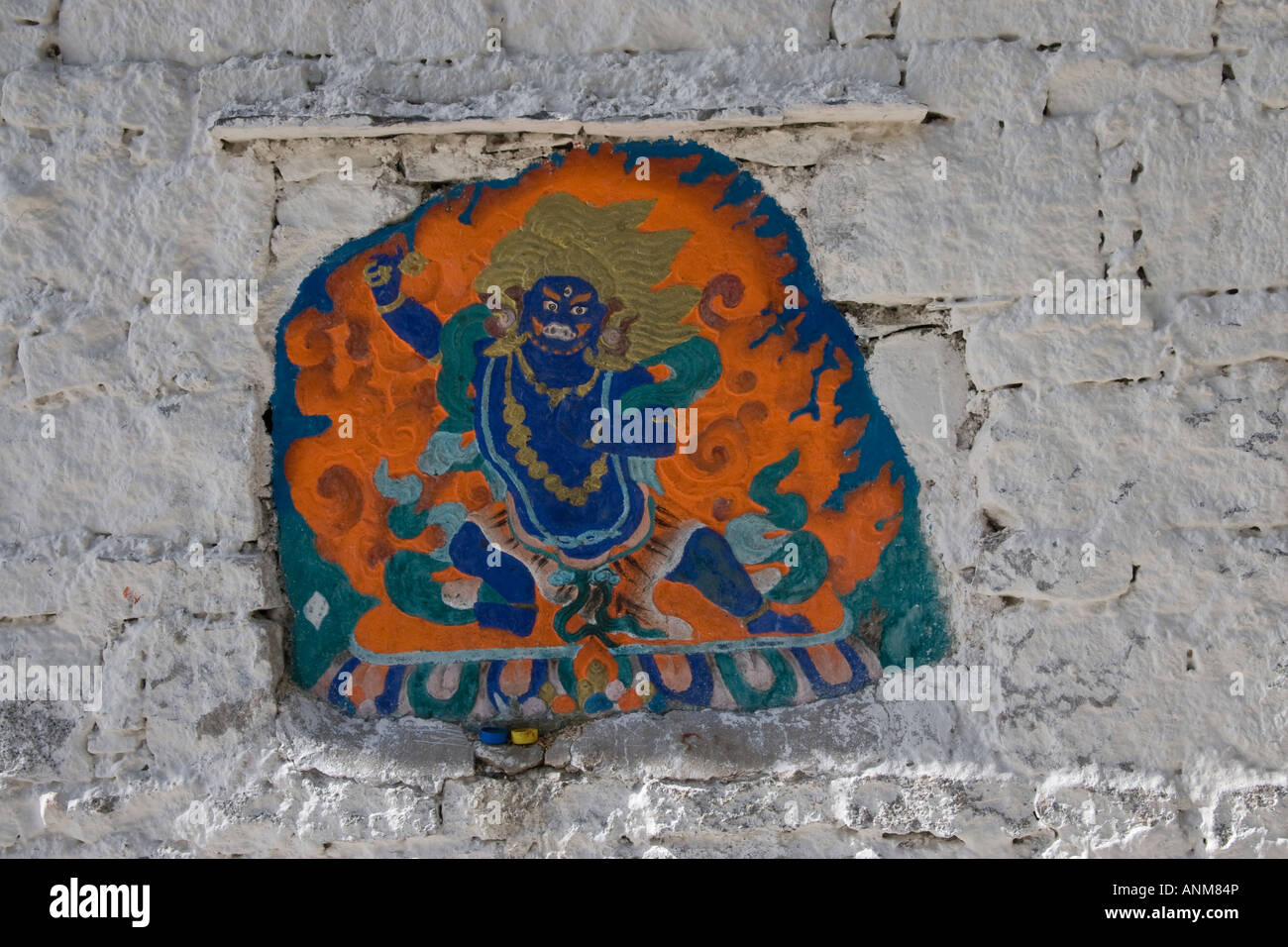 Un religioso dipinto a colori di una figura in Tibet Lamaism Foto Stock