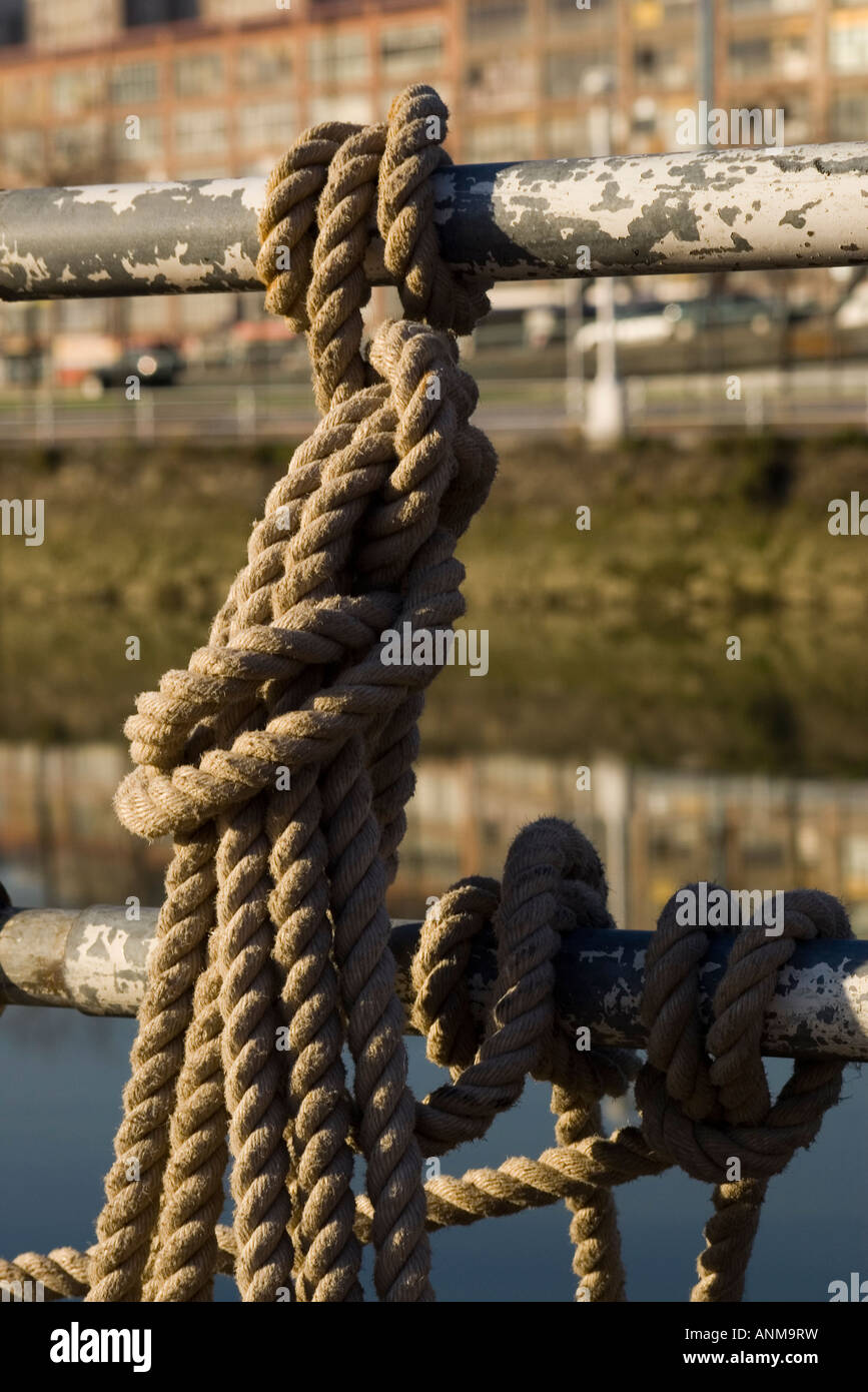 Dettaglio della corda annodata Foto Stock