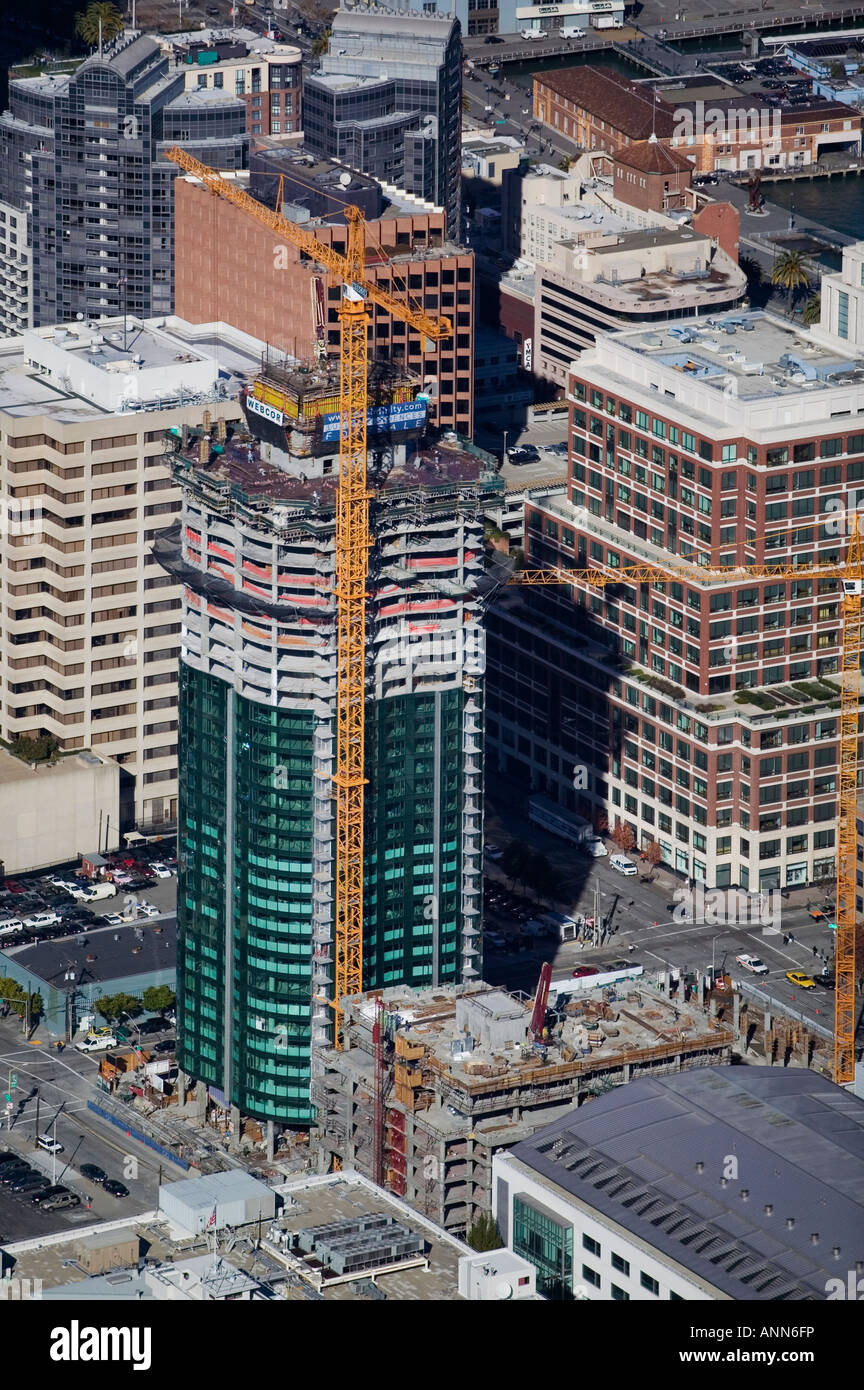 Vista aerea sopra alto della costruzione di San Francisco in California Foto Stock