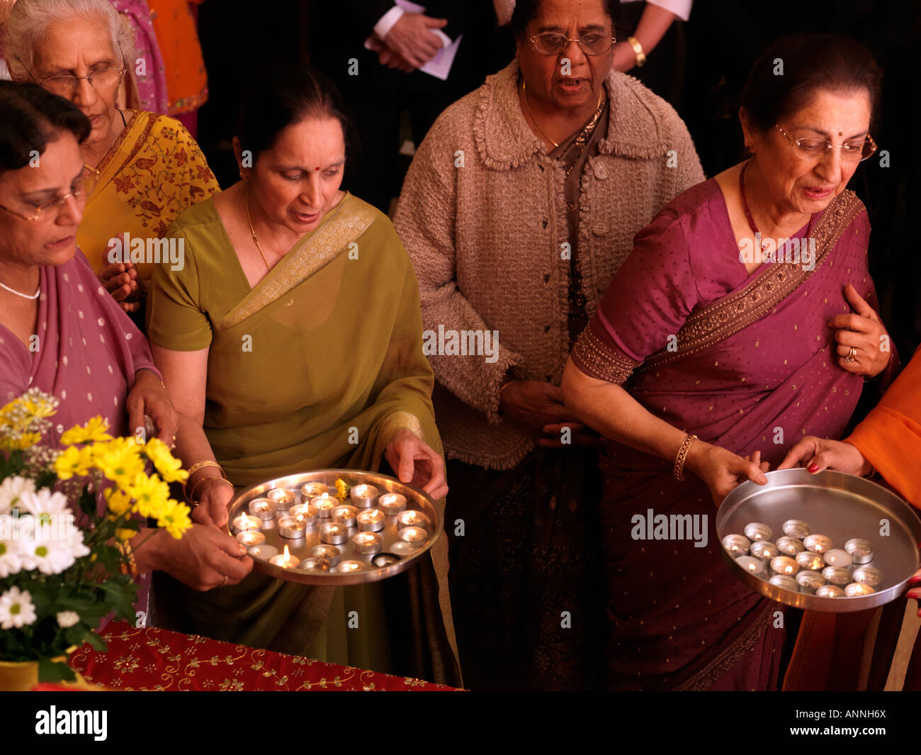 Arti cerimonia al Diwali celebrazioni di Wandsworth Town Hall Londra Inghilterra Foto Stock