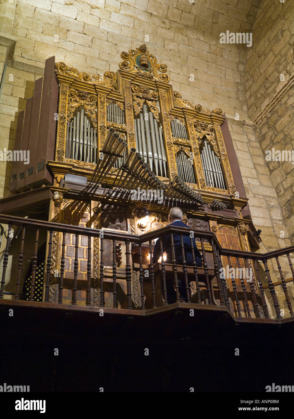 Lettore di organo a nozze, Iglesia de San Pedro El Viejo, Huesca, Spagna Foto Stock