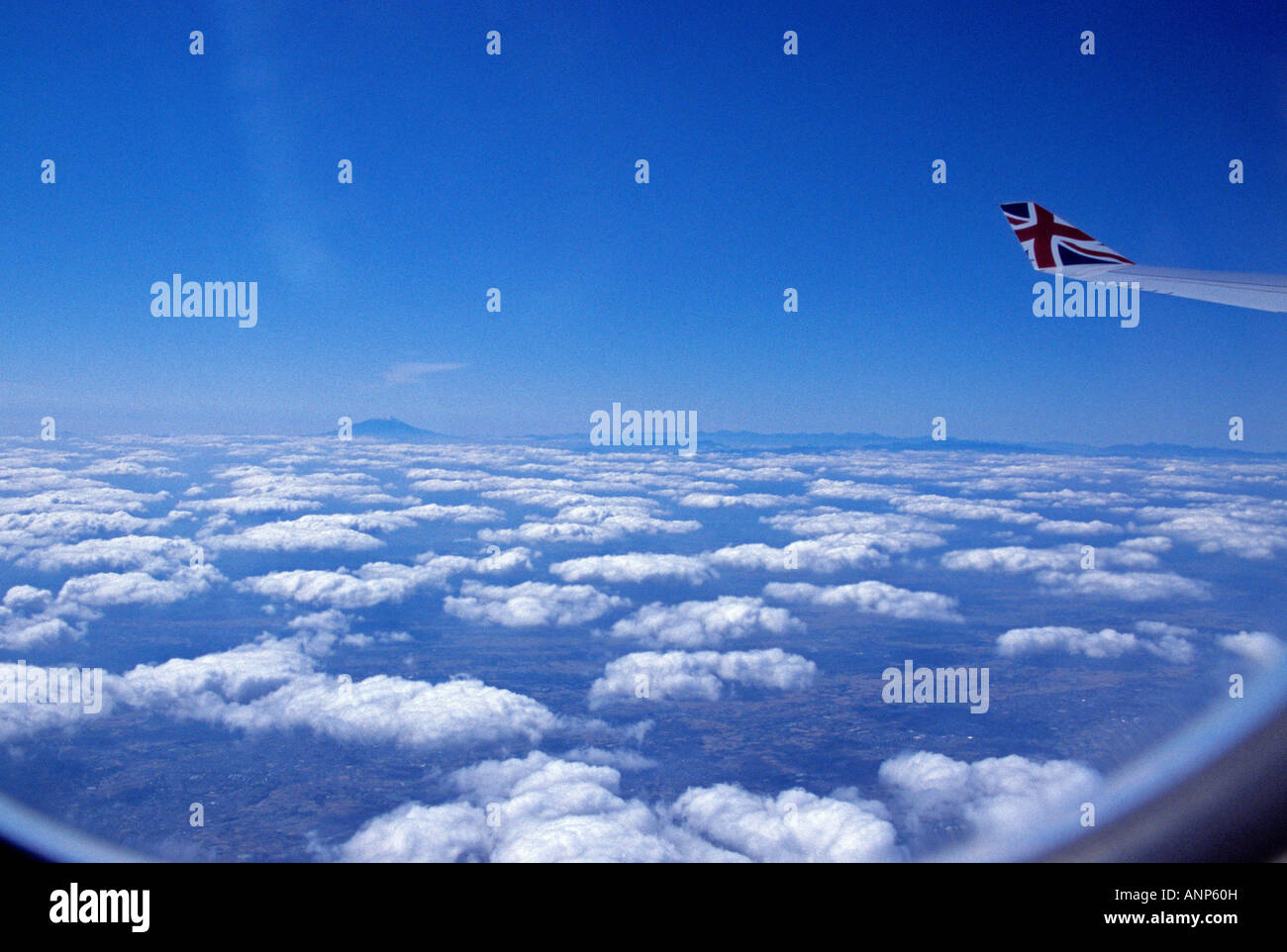 Una vista dalla Virgin Atlantic A340 aerei passeggeri finestra Foto Stock
